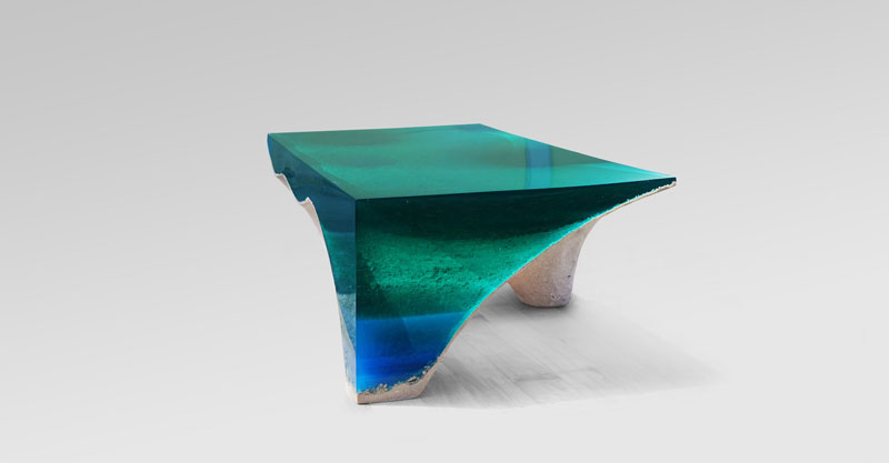delmare custom 3 1 Artist Channels the Ocean Into One of a Kind Tables Using Marble and Acrylic