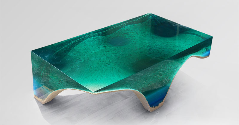 Artist Channels the Ocean Into One-of-a-Kind Tables Using Marble and Acrylic