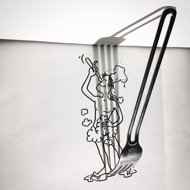 shadow art doodles vincent bal 2 Artist Casts Shadows and Doodles on the Results (21 Photos)