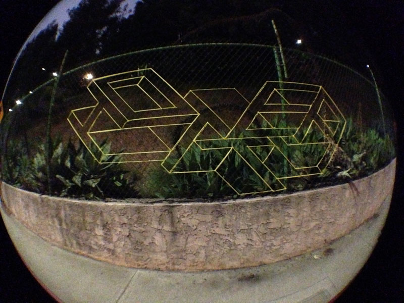 street artist hot tea yarn fence 3d letters 8 This Artist Uses Yarn to Create Amazing 3D Letters on Chain Link Fences