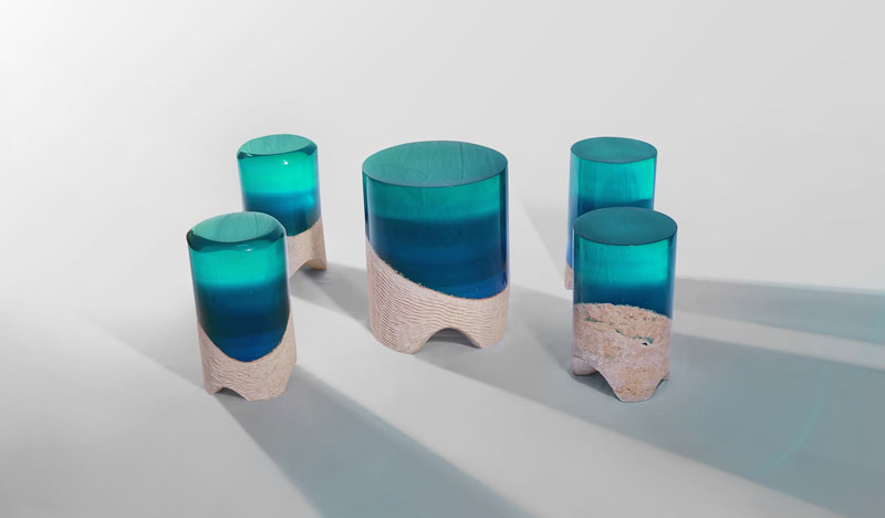 table of silenc 1 Artist Channels the Ocean Into One of a Kind Tables Using Marble and Acrylic