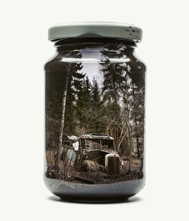 jarred and displaced by christoffer relander 2 Bottled Memories of Childhood Landscapes Using Double Exposure Photography