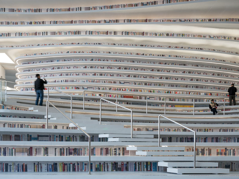 tianjin binhai public library china by mvrdv 1 Incredible Ocean of Books Library Opens in China with Space for 1.2m Titles