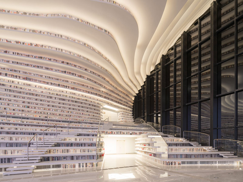tianjin binhai public library china by mvrdv 11 Incredible Ocean of Books Library Opens in China with Space for 1.2m Titles