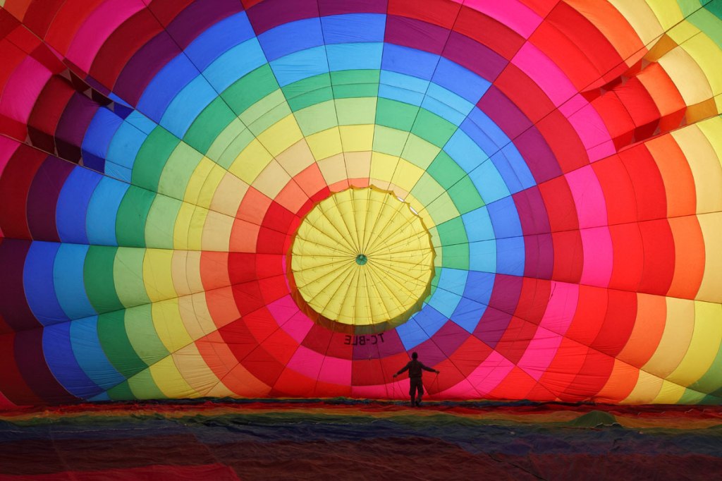 Inflating a Hot Air Balloon in Cappadocia, Turkey