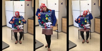 Woman Plays Carol of the Bells on Her Ugly Christmas Sweater