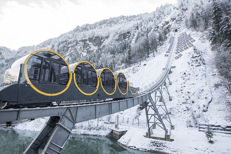 worlds steepest cliff railway opens in switzerland 3 The Worlds Steepest Cliff Railway Just Opened in the Swiss Alps
