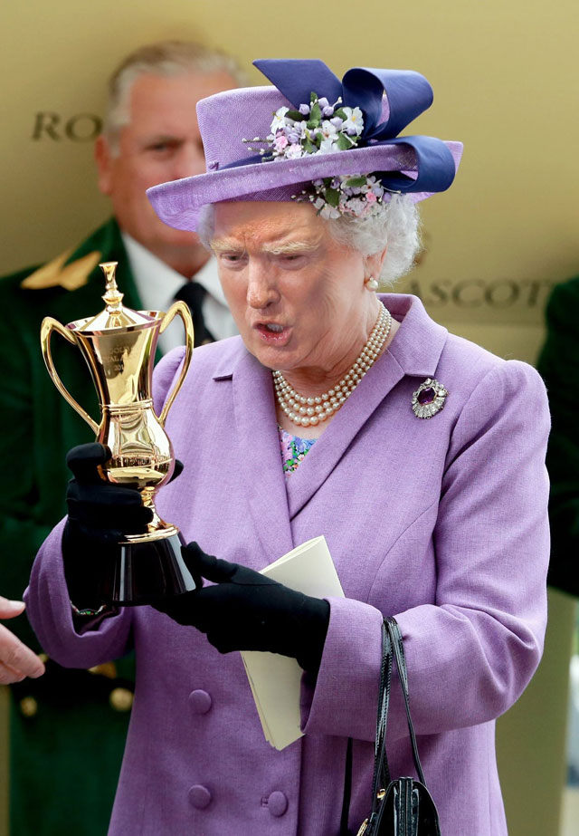 photoshopping trumps face onto the queens 12 This Woman Cant Stop Photoshopping Trumps Face Onto the Queens (Top 50)
