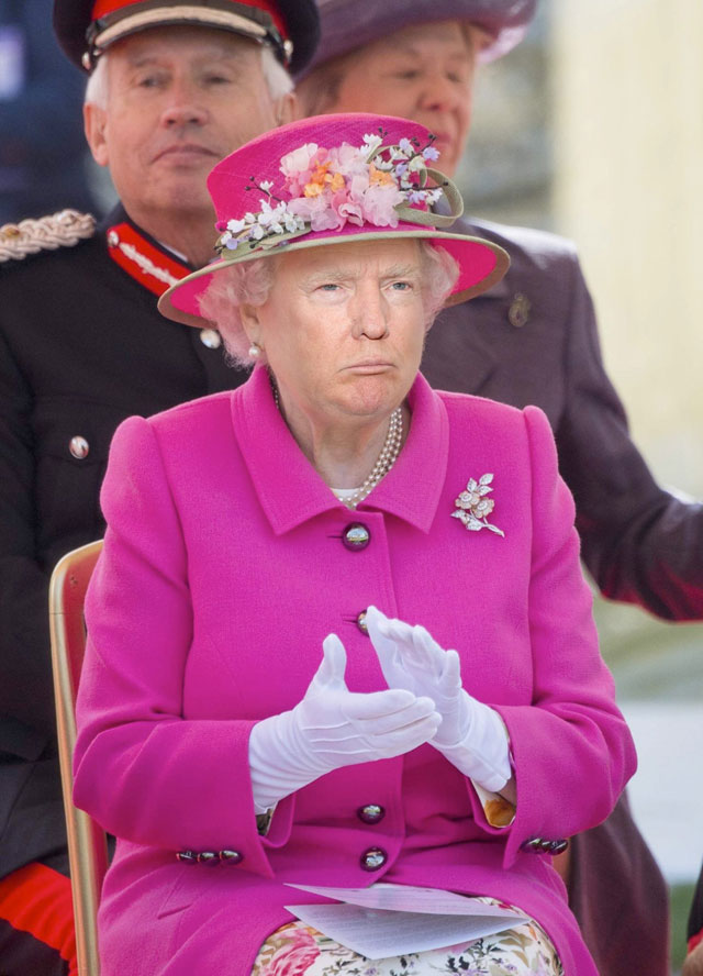 photoshopping trumps face onto the queens 34 This Woman Cant Stop Photoshopping Trumps Face Onto the Queens (Top 50)