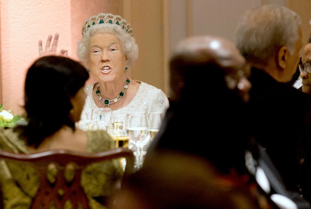 photoshopping trumps face onto the queens 42 This Woman Cant Stop Photoshopping Trumps Face Onto the Queens (Top 50)