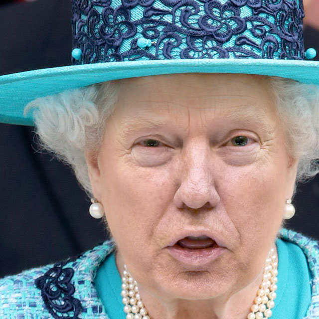 photoshopping trumps face onto the queens 44 This Woman Cant Stop Photoshopping Trumps Face Onto the Queens (Top 50)