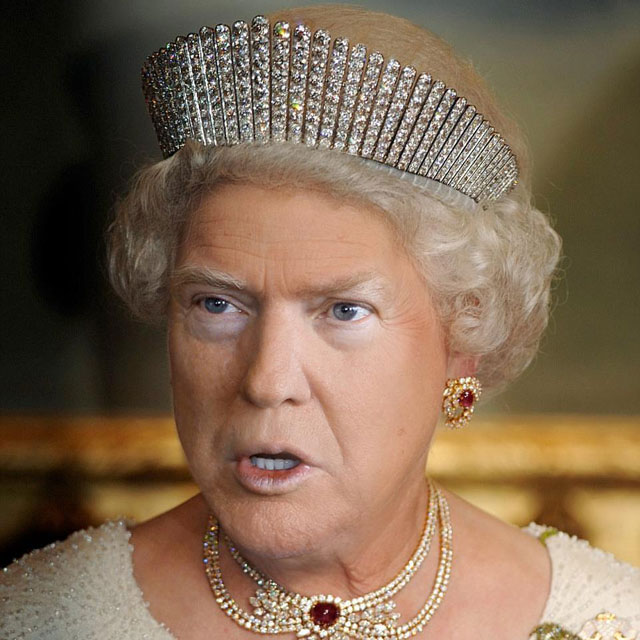 photoshopping trumps face onto the queens 45 This Woman Cant Stop Photoshopping Trumps Face Onto the Queens (Top 50)