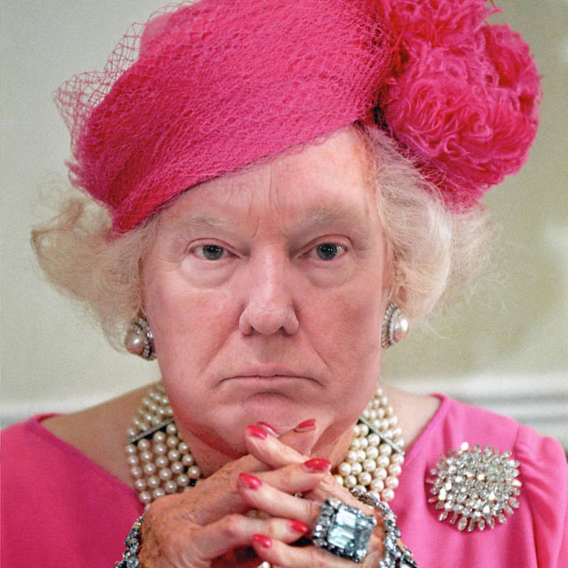photoshopping trumps face onto the queens 48 This Woman Cant Stop Photoshopping Trumps Face Onto the Queens (Top 50)