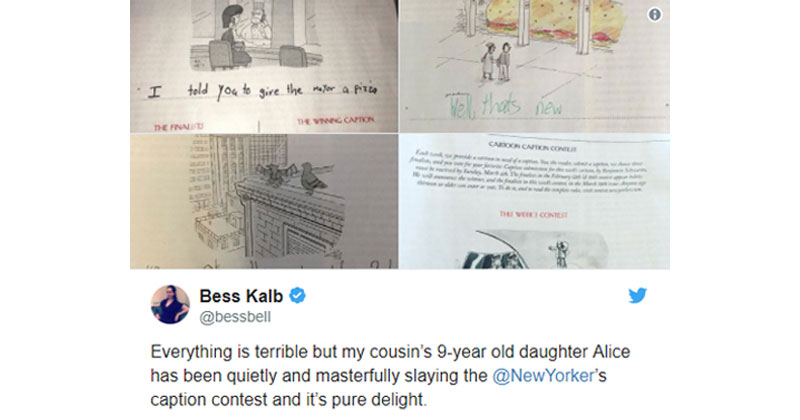 This 9-Year-Old Girl Loves the New Yorker's Cartoon Caption Contest