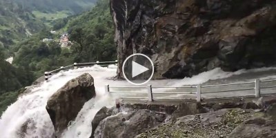 How is Nobody Fazed Driving Down This Crazy Waterfall Road in Nepal?!