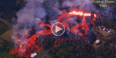 Helicopter Captures Terrifying Fissure Eruptions in Hawaii from Above