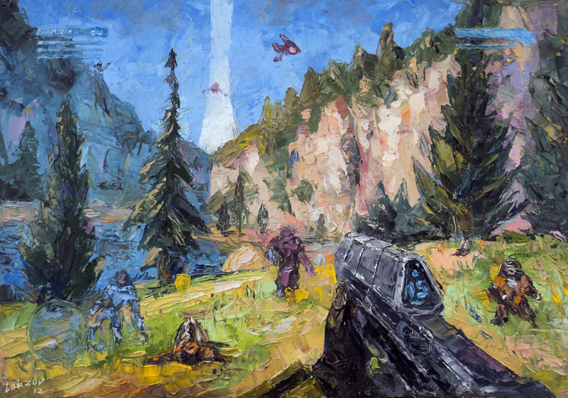 nikolay lobzov 08halo oil Artist Pays Homage to Classic Video Games with Awesome Oil Paintings
