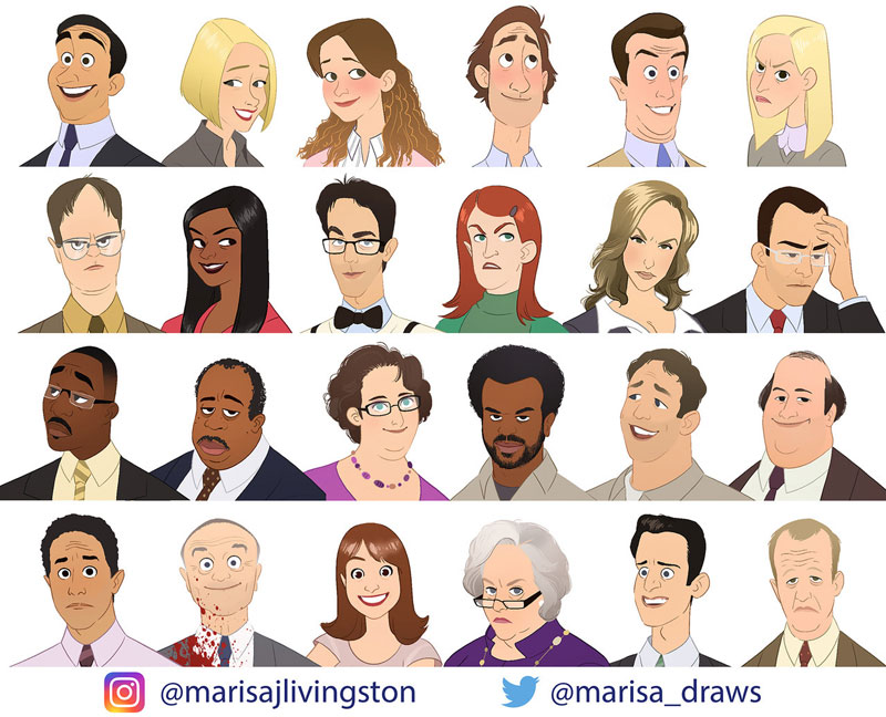 cast of the office as cartoon characters by marisa livingston 19 What Each Character Would Look Like in a Cartoon Version of The Office