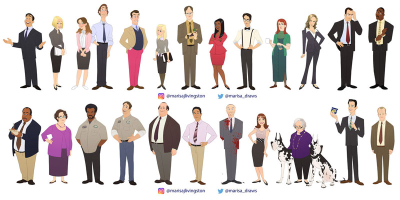 cast of the office as cartoon characters by marisa livingston 20 What Each Character Would Look Like in a Cartoon Version of The Office