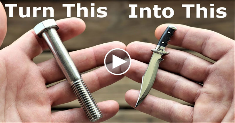 Guy Turns Stainless Steel Bolt Into Amazing Miniature Hunting Knife