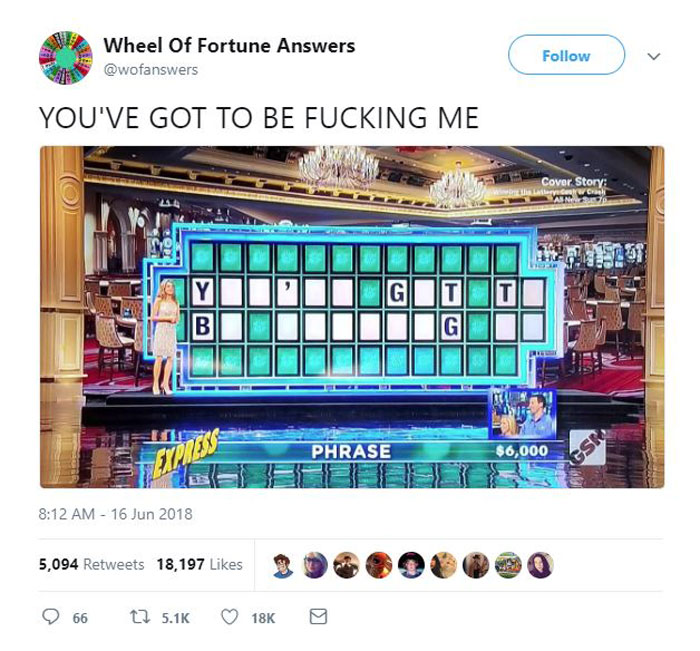 wheel of fortune answers twitter parody account 6 This Wheel of Fortune Parody Accounts Attempts to Solve the Puzzle are Amazing