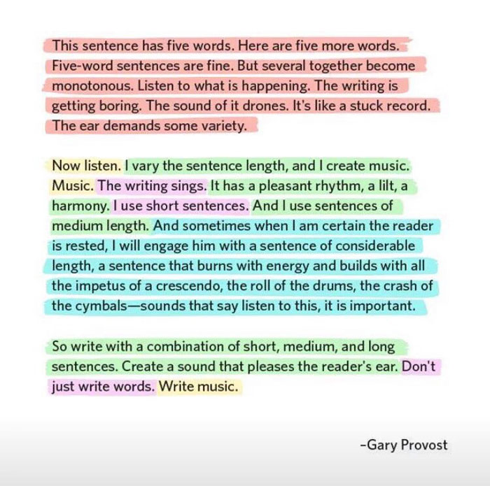 gary provost quote The Importance of Sentence Length in Writing