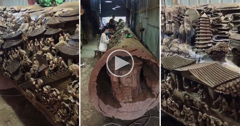 This Giant Tree Trunk Carving Looks Insane