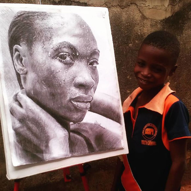 11 year old hyperrealist artist kareem waris olamilekan waspa nigeria 10 11 Year Old Hyperrealist from Nigeria Wows With Stunning Artworks