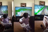 Awesome Dad Makes Roller Coaster Ride for Daughter With a Laundry Basket