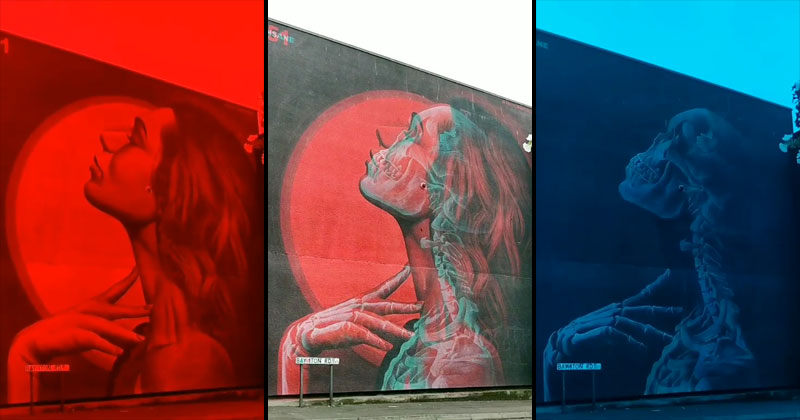 Double Exposure Murals That Show Multiple Artworks with 3D Glasses