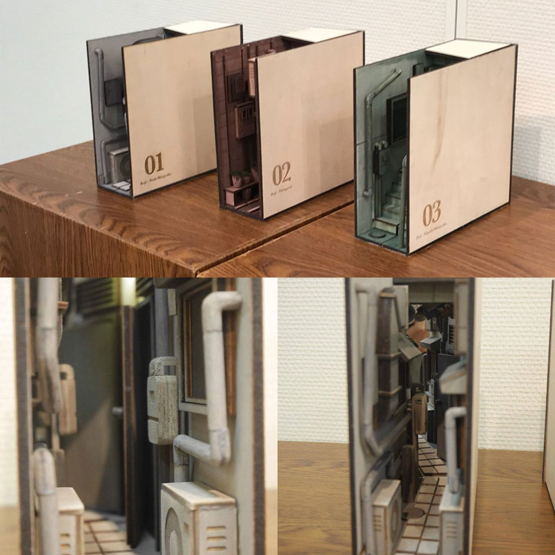 bookshelf insert woodwork by monde 4 Beautiful Wooden Bookshelf Inserts by Japanese Artist Monde