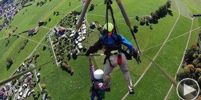 First Time Glider Hangs On for Dear Life When Pilot Forgets To Strap Him In