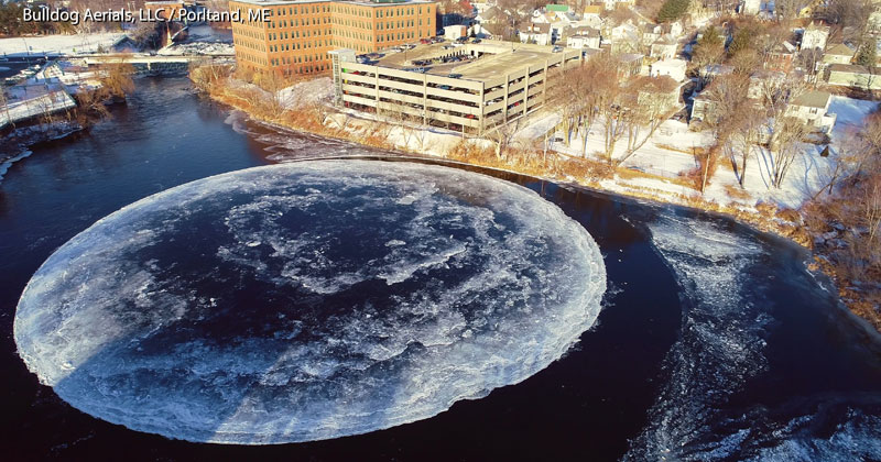 Drone Captures Strange Giant Rotating Ice Circle From Above