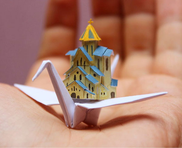 paper crane decorations by cristian marianciuc 1 Paper Artist Folds Cranes and Then Gives Them Intricate Decorations