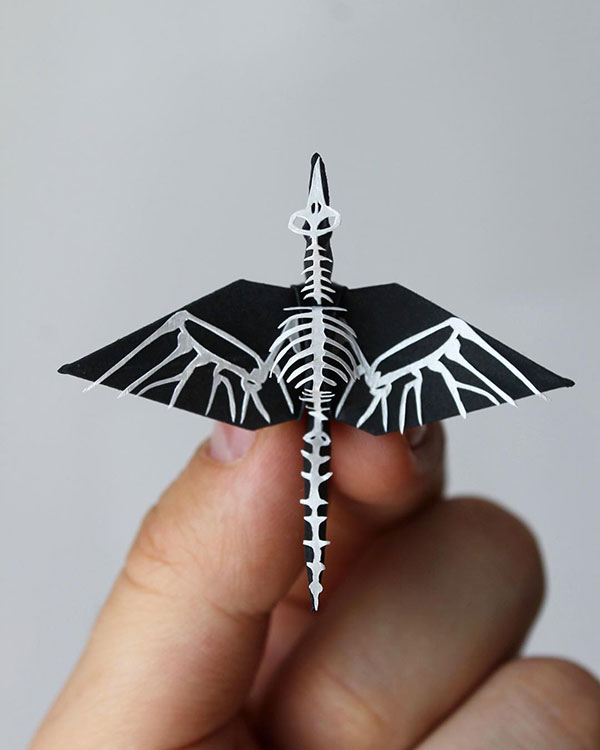paper crane decorations by cristian marianciuc 11 Paper Artist Folds Cranes and Then Gives Them Intricate Decorations