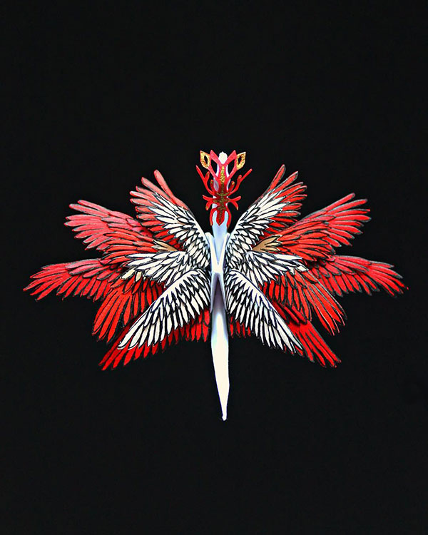 paper crane decorations by cristian marianciuc 21 Paper Artist Folds Cranes and Then Gives Them Intricate Decorations