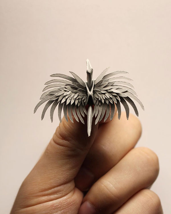 paper crane decorations by cristian marianciuc 6 Paper Artist Folds Cranes and Then Gives Them Intricate Decorations