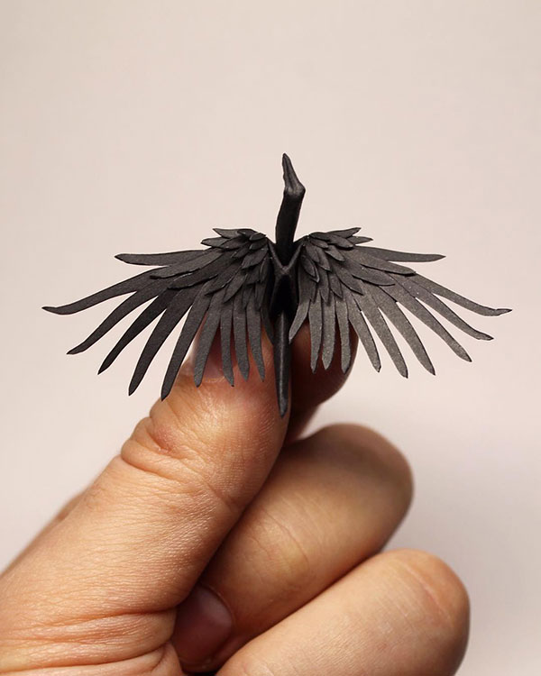 paper crane decorations by cristian marianciuc 7 Paper Artist Folds Cranes and Then Gives Them Intricate Decorations