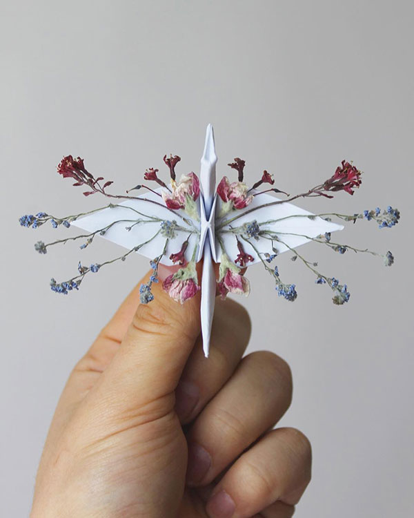 paper crane decorations by cristian marianciuc 9 Paper Artist Folds Cranes and Then Gives Them Intricate Decorations
