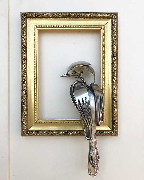 utensil birds by matt wilson airtight artwork17 Matt Wilson Upcycles Old Utensils Into Beautiful Birds (23 Photos)