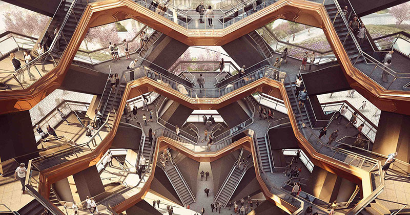 endless staircase in new york hudson yards vessel heatherwick 17 New Yorks Touristy New Public Space is a Giant Endless Staircase