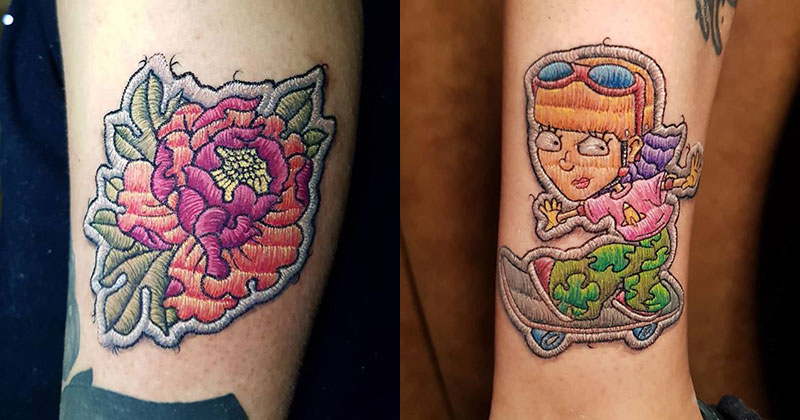 These Tattoos Look Like Patches Embroidered Into Peoples Skin   TwistedSifter