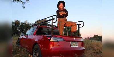 The 'Queen of Sh*tty Robots' Just DIY'd Her Tesla Into a Pickup Truck