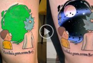 Guy Gets Green Screen Tattoo in Homage to Rick and Morty’s Portal Gun