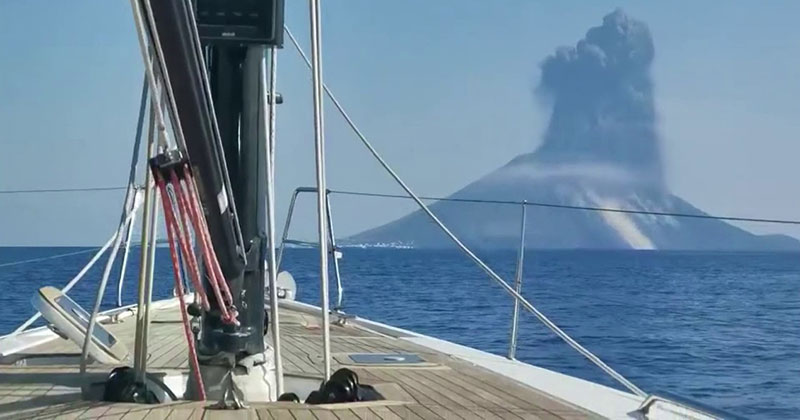 Woman Sees Smoke, Starts Recording, and Captures an Eruption as It Happens