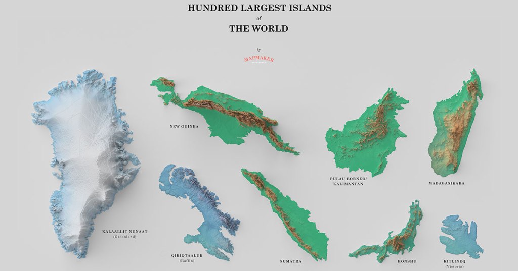 A Fascinating Poster of the 100 Largest Islands in the World