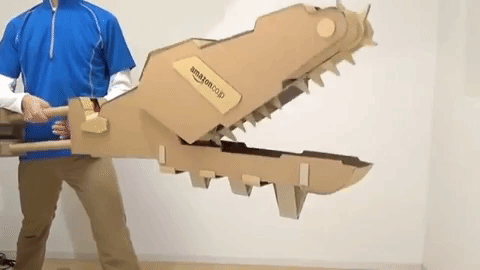 guy makes toy weapons from old amazon boxes 12 Guy Makes Oversized Novelty Weapons from Old Amazon Boxes