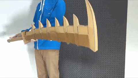 guy makes toy weapons from old amazon boxes 15 Guy Makes Oversized Novelty Weapons from Old Amazon Boxes