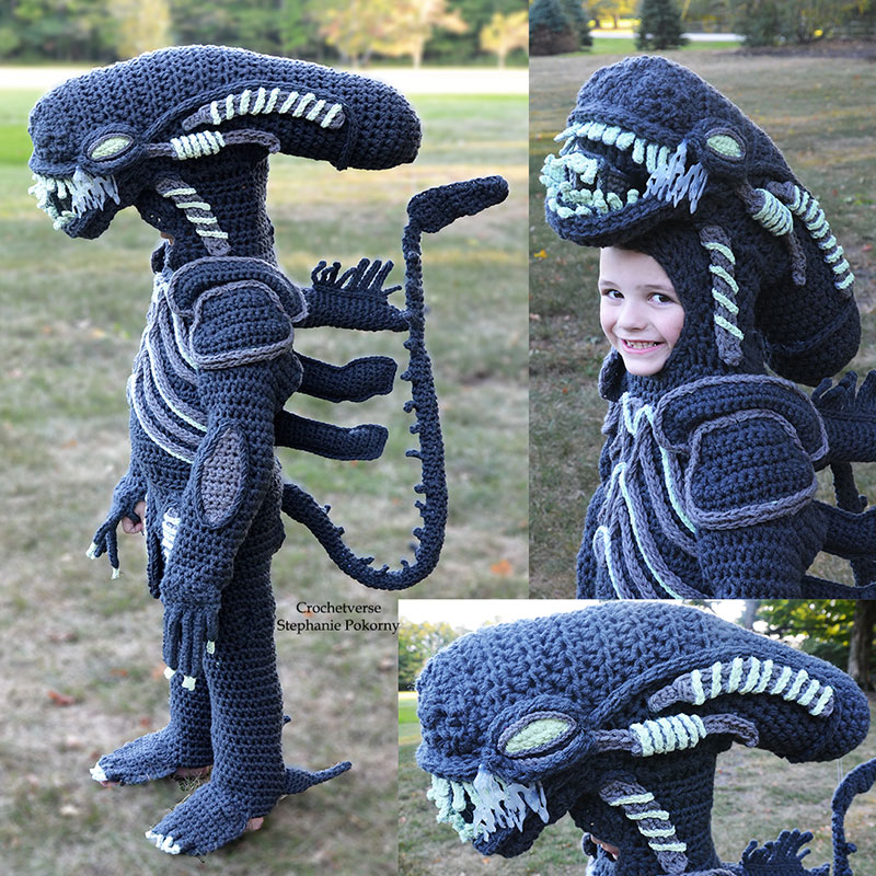 crochet halloween costume by stephanie pokorny crochetverse 3 Every Halloween This Mom Crochets the Coolest Costumes for Her Kids