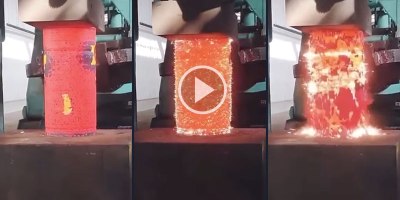 This is What Compressing Metal With a Hydraulic Press Looks Like